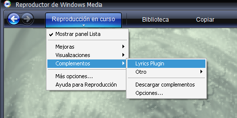 Configuracion de letras de canciones en windows media player